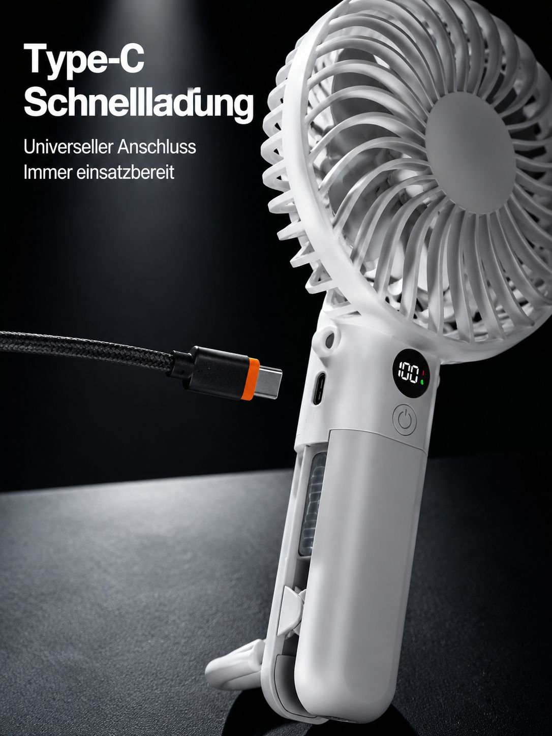 Tragbarer Mini Halsventilator in Verwendung