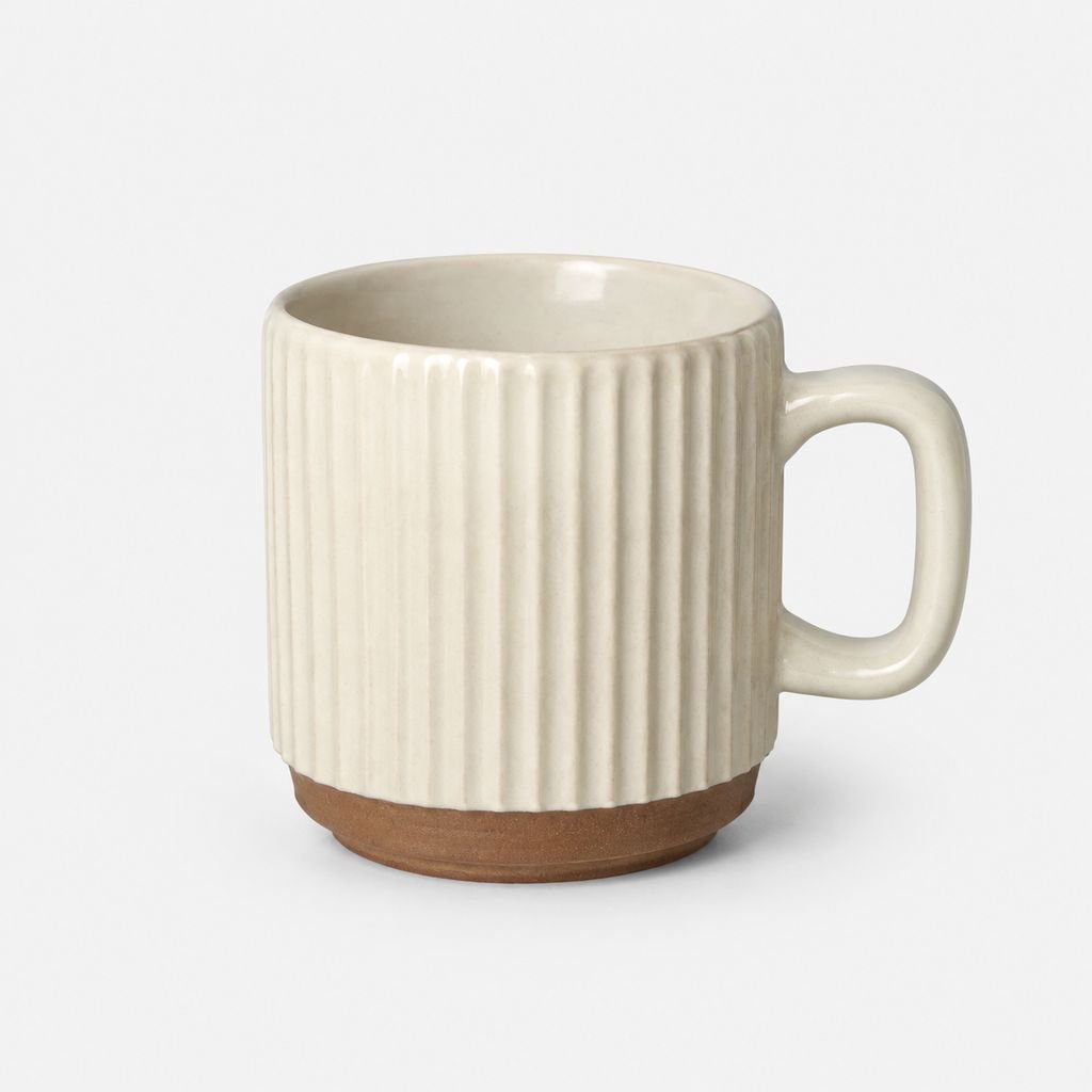 Taza apilable beige de alto diseño, taza de café latte vintage con relieve