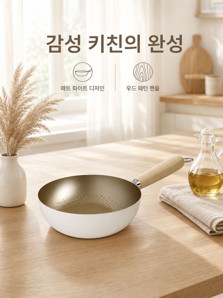 세라믹 코팅 화이트 프라이팬