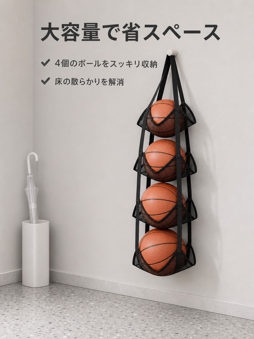 ボール収納用吊り下げバッグ