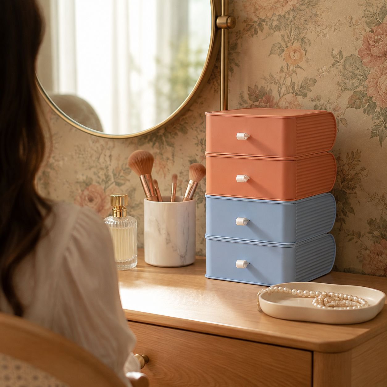 Easy-to-assemble multi-layer plastic drawer storage unit