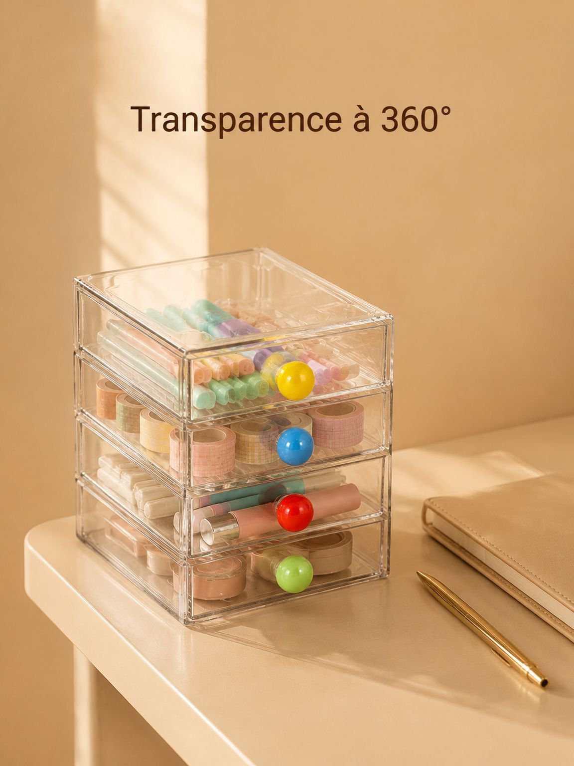 Boîte de rangement de bureau à tiroirs, multi-couches