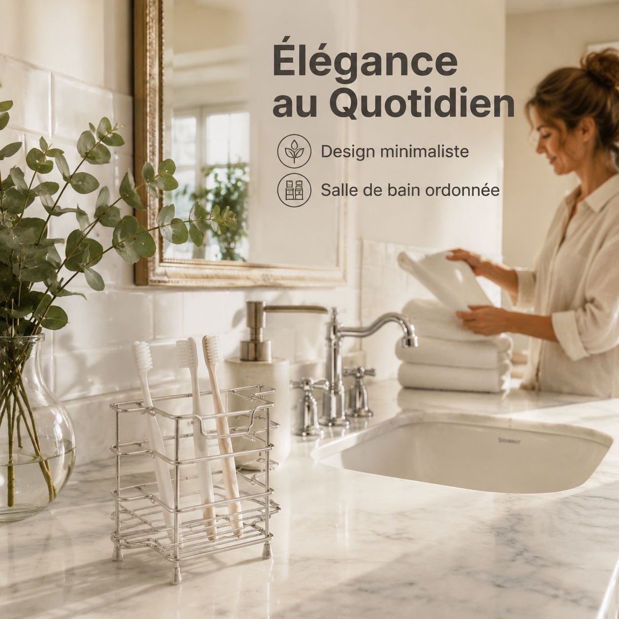 Porte-brosse à dents en acier inoxydable sans perçage
