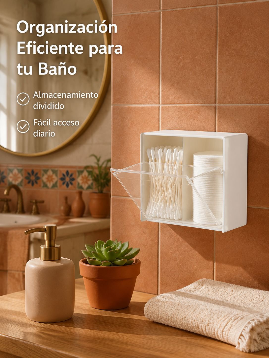 Caja organizadora de hisopos y algodones DreamHomes para pared