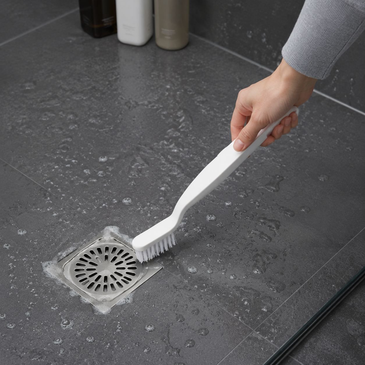 Floor drain cleaning brush for effective dirt removal