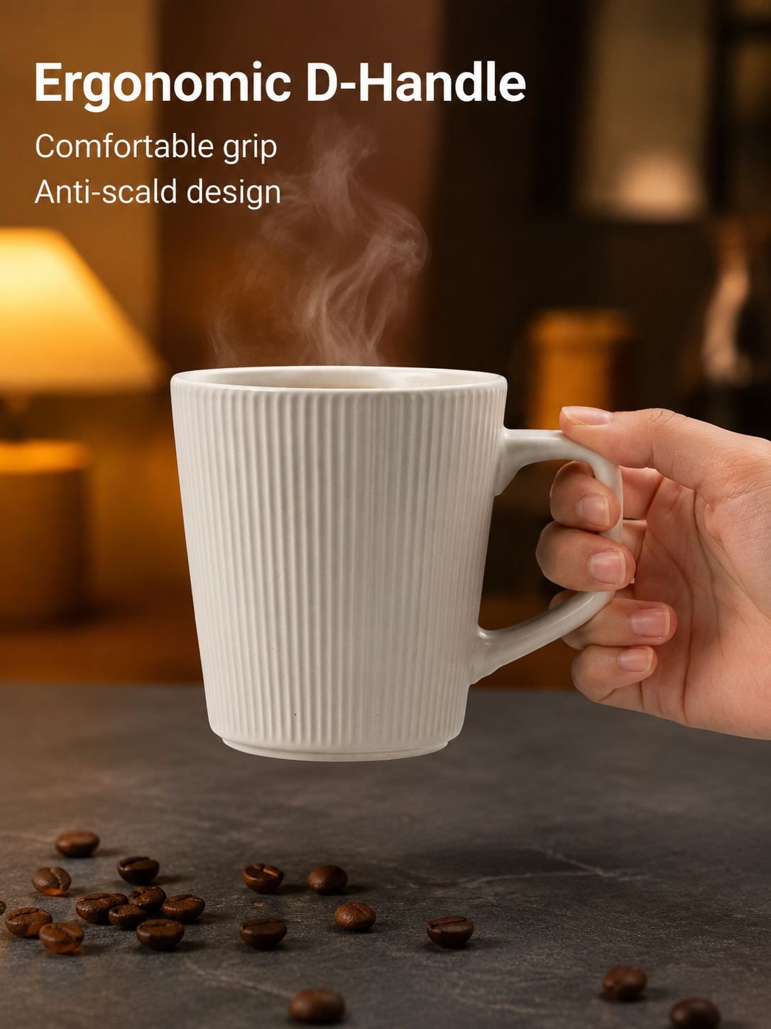 Home Use Large Capacity Embossed Ceramic Coffee Cup Water Cup