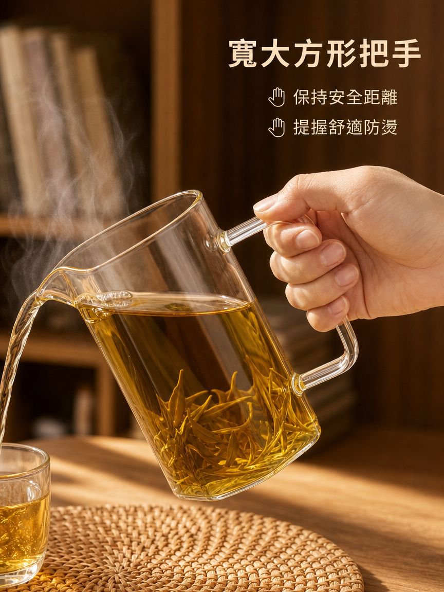 厚玻璃茶濾分茶壺綠茶茶具