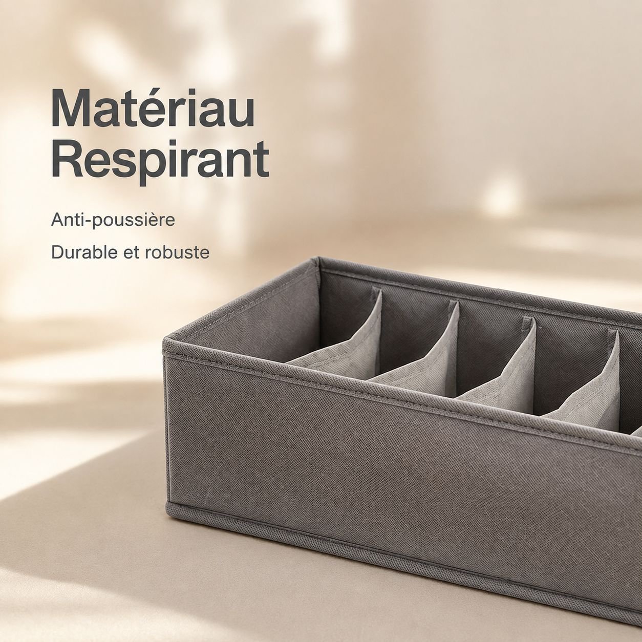 Boîte de rangement pliable et compartimentée pour chaussettes et sous-vêtements