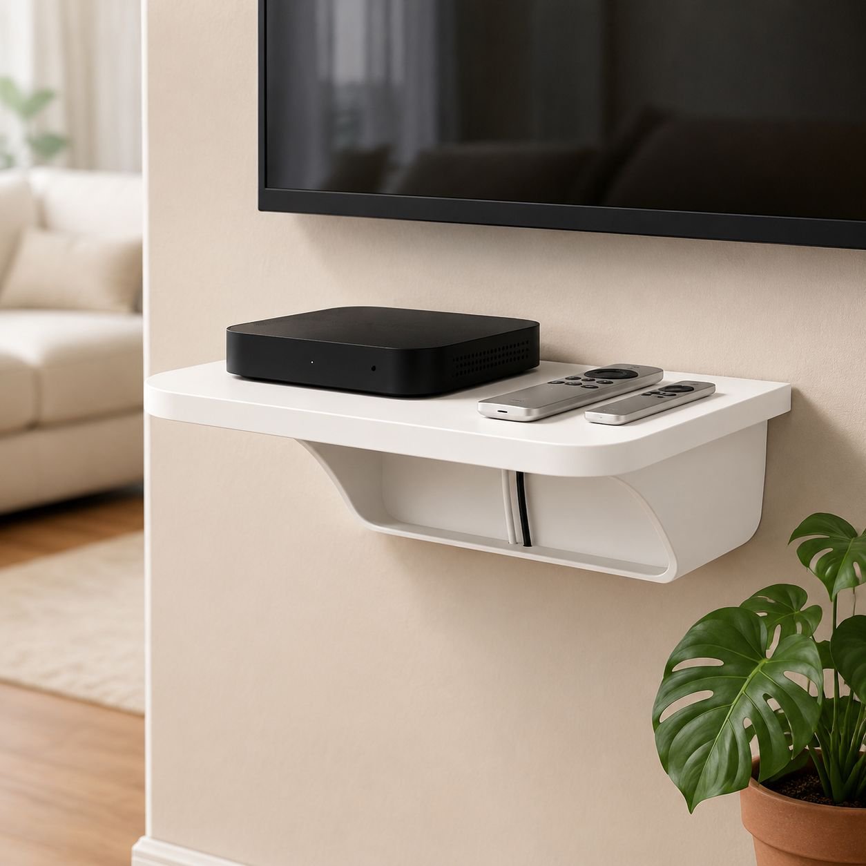 Clutter-free home setup with wall-mounted bracket