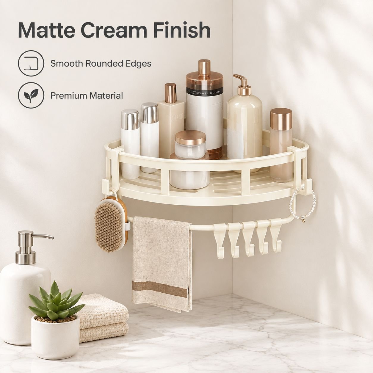 Shower corner basket, easy-to-install storage shelf