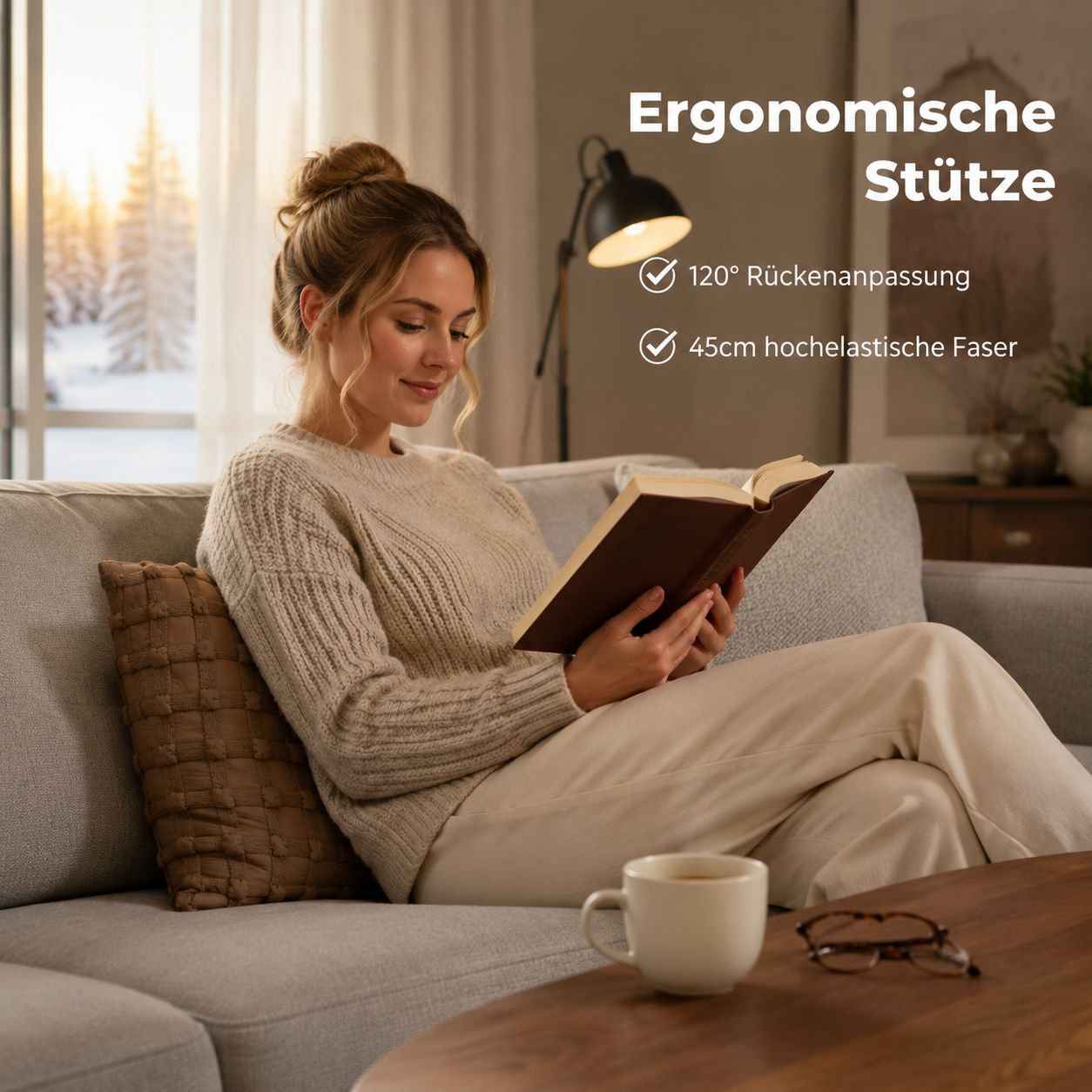 Minimalistisches Kissen/Lendenkissen im Wabi-Sabi-Stil in Braun
