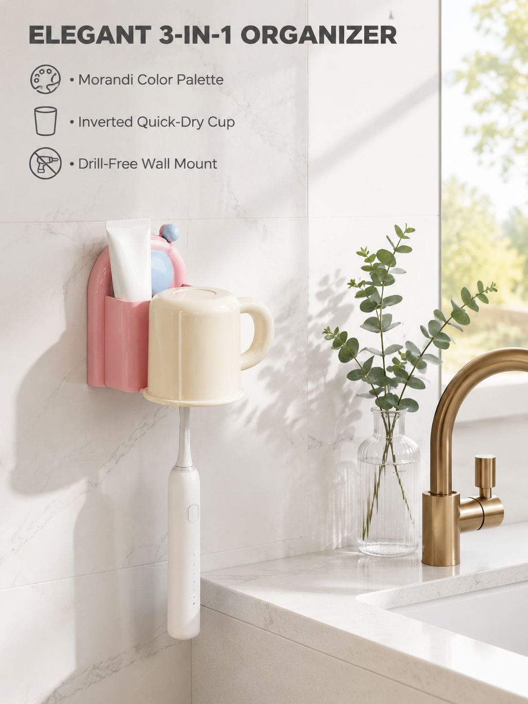 Wall-mounted Electric Toothbrush Holder with Rinse Cup
