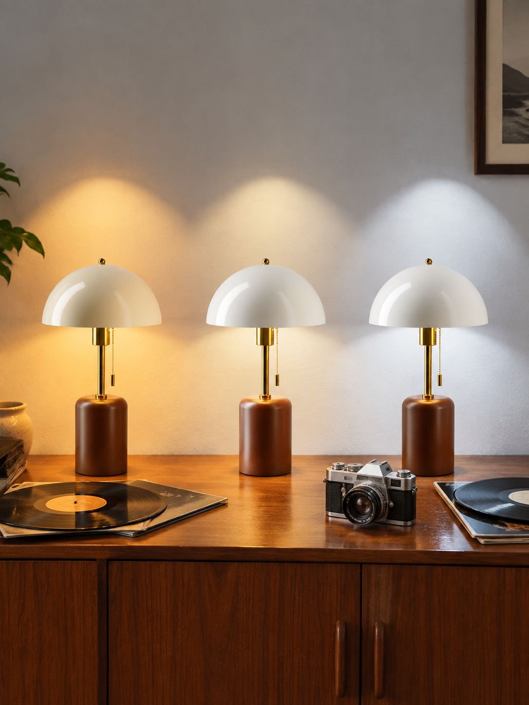 Retro Nachttischlampe aus Massivholz im südostasiatischen Stil