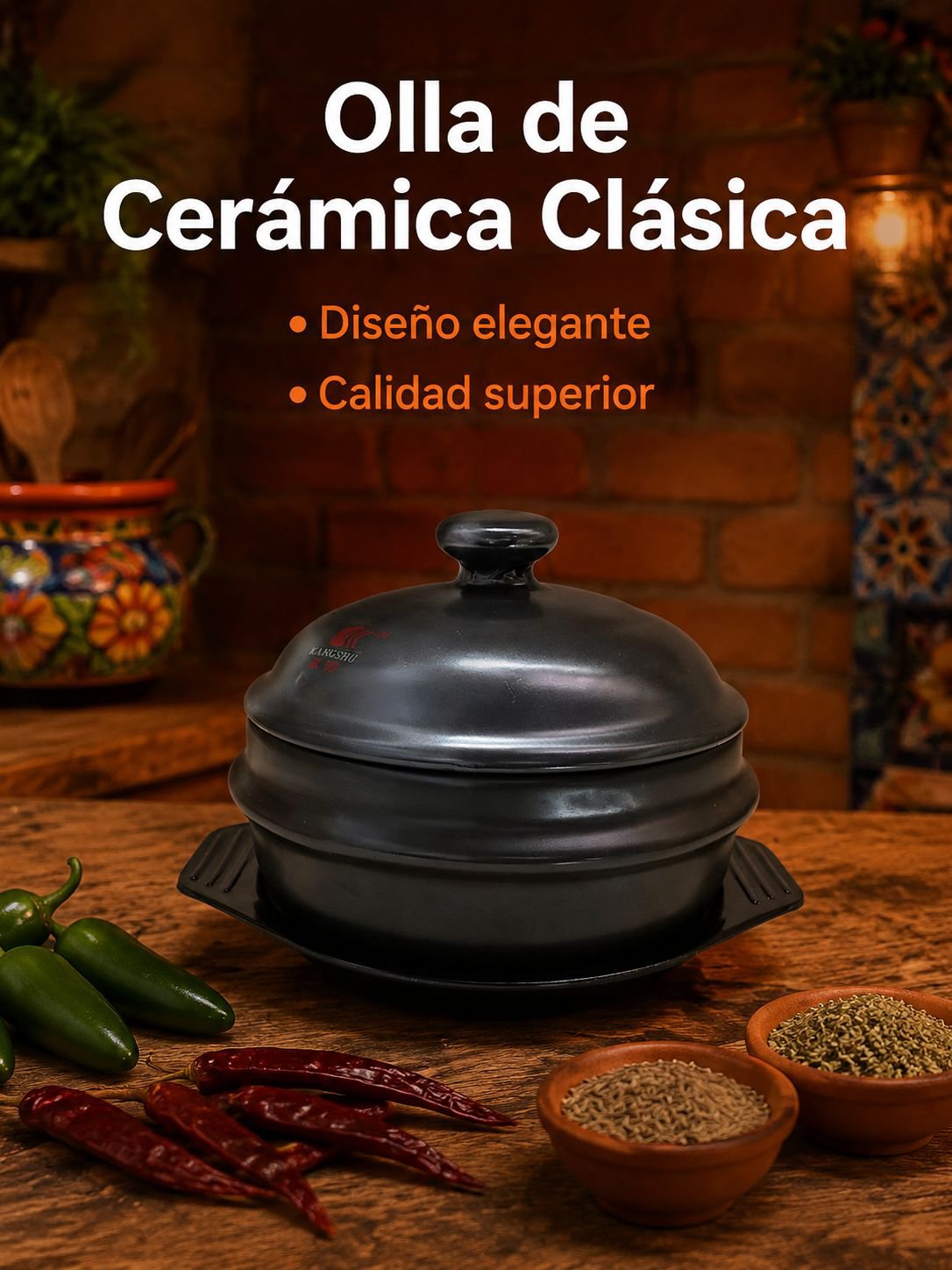 Olla de cerámica y piedra