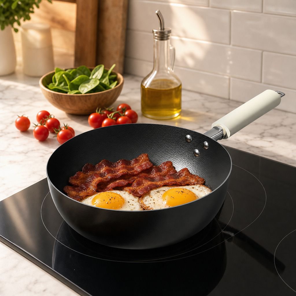 Uncoated Household Iron Deep Frying Pan