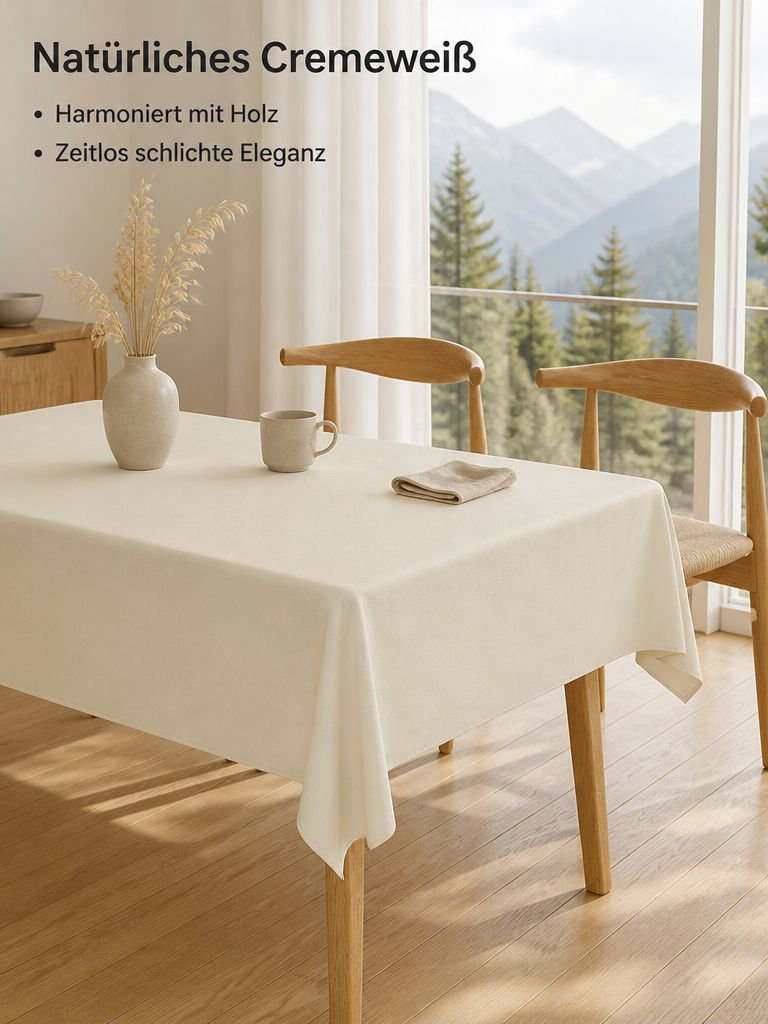 Einfarbige abwaschbare Kunstleder-Tischdecke auf einem Esstisch