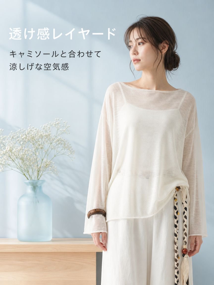 レディースエアシャツ 薄手シースルー ゆったりTシャツ