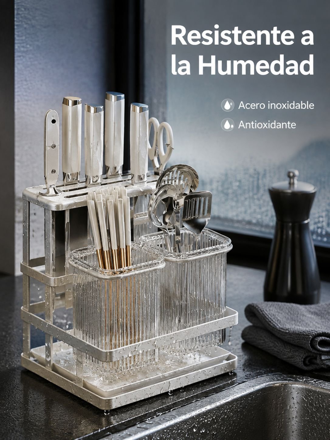 Soporte para palillos de acero inoxidable