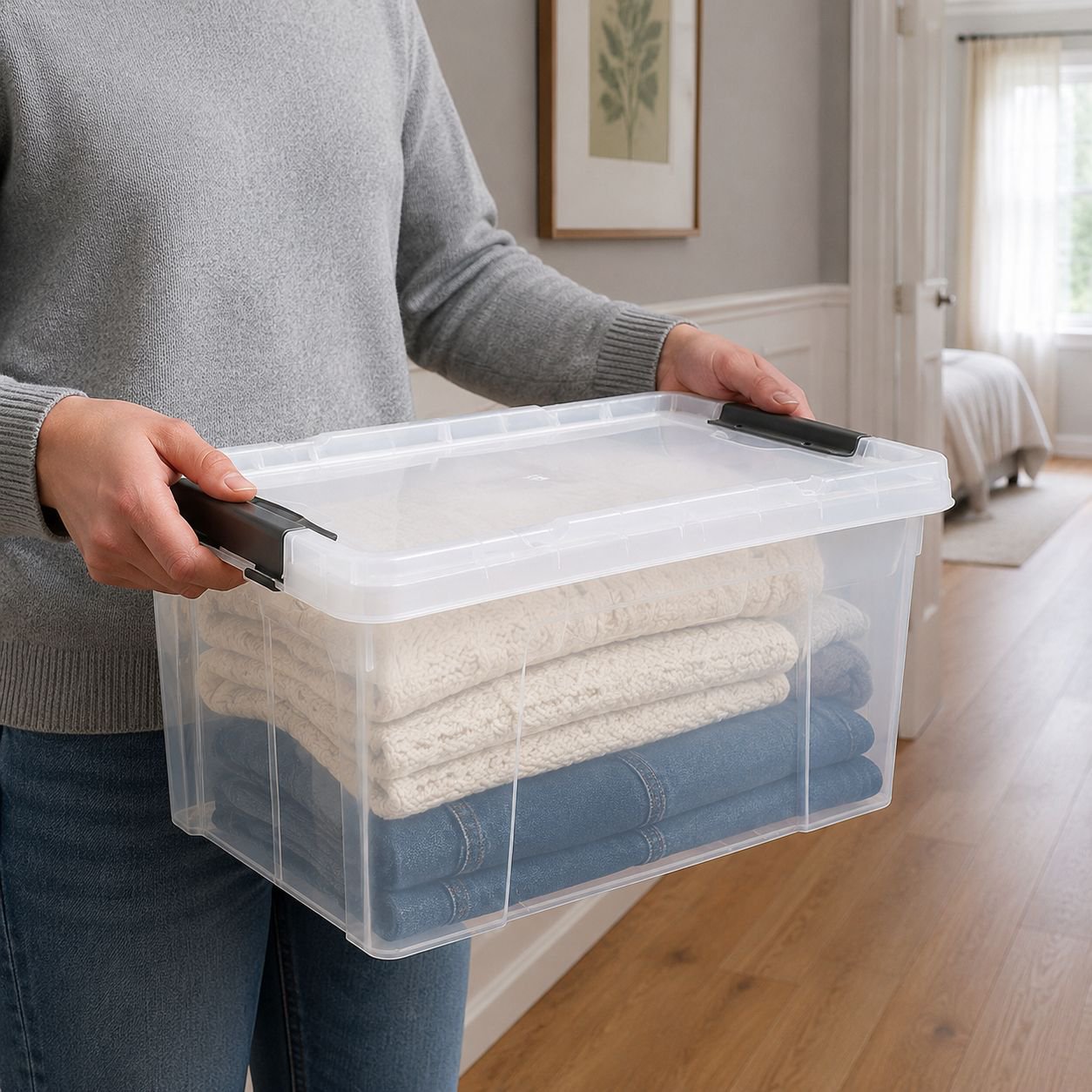 Large and small thickened storage bins for home