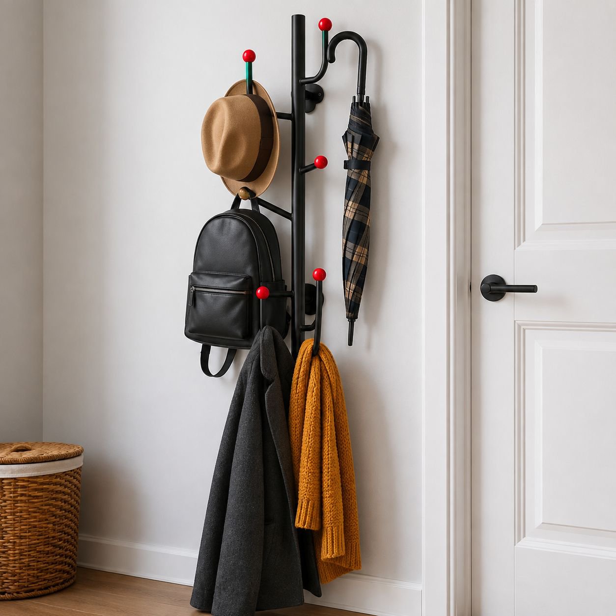 Modern design adhesive coat rack in living room