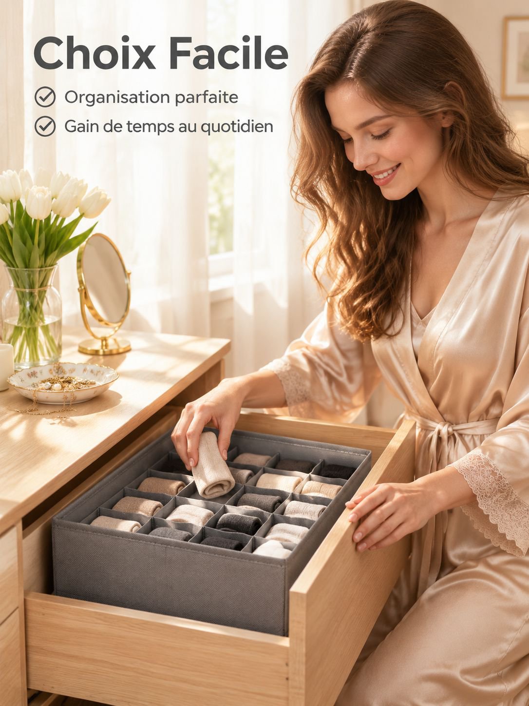 Boîte de rangement compartimentée pour sous-vêtements