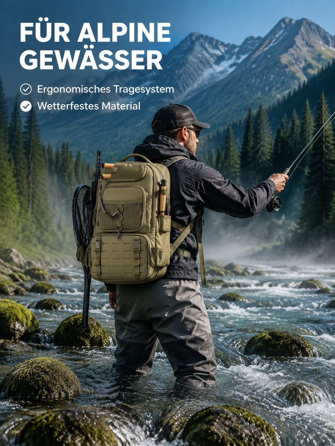 Neuer faltbarer multifunktionaler Outdoor-Angelrucksack mit großer Kapazität