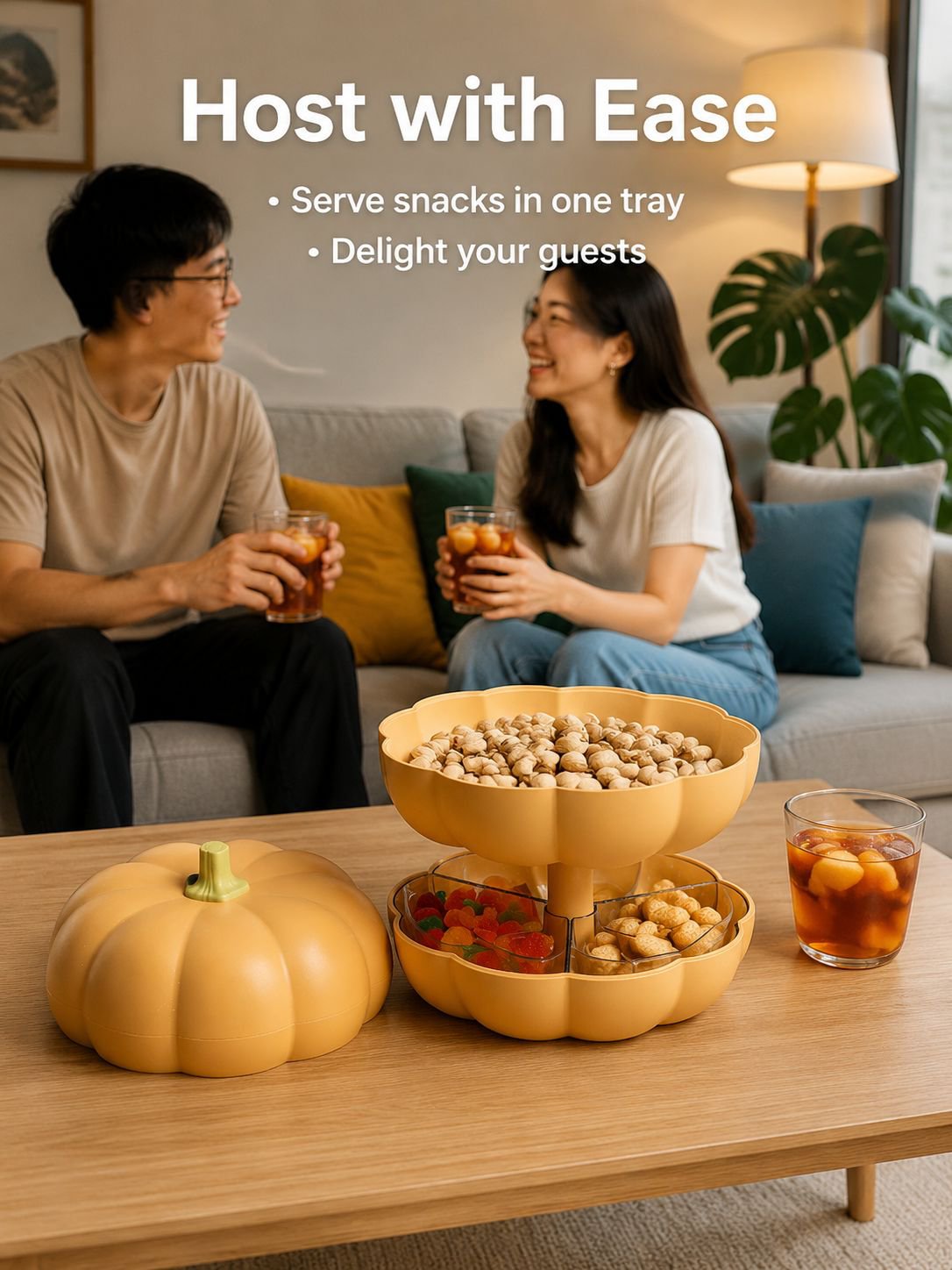 Double-Layer Pumpkin Fruit Tray Basket