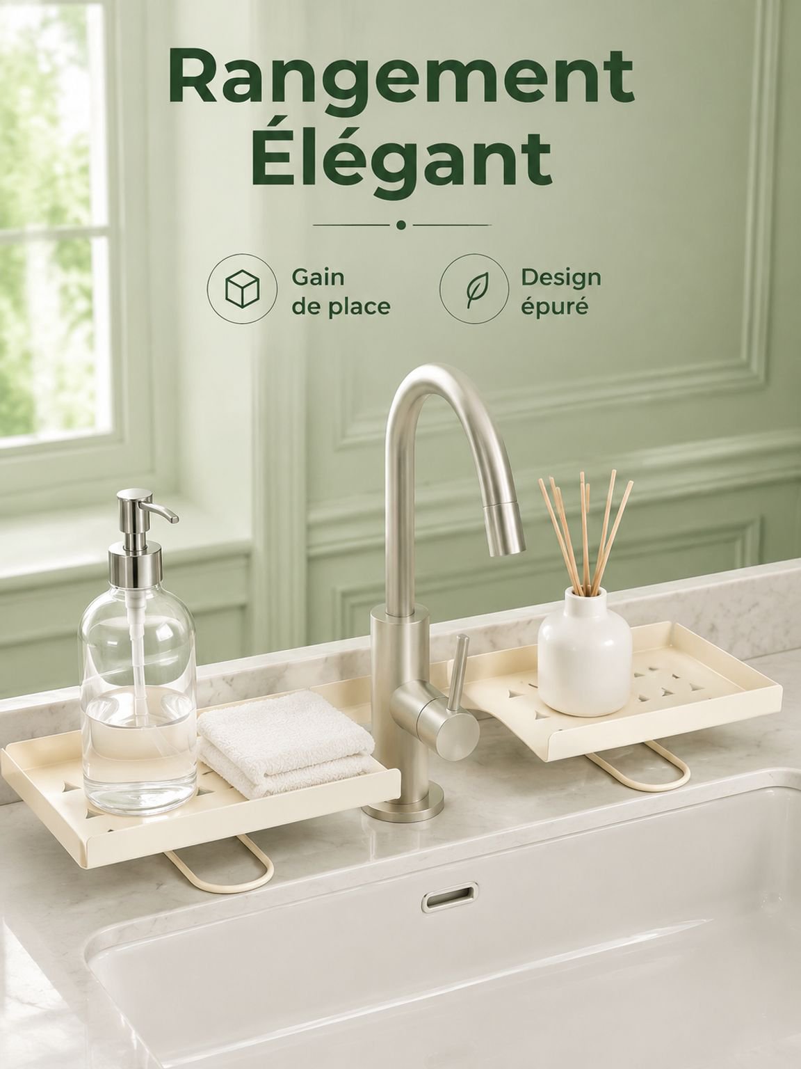 Étagère pliable de rangement pour lavabo de salle de bain