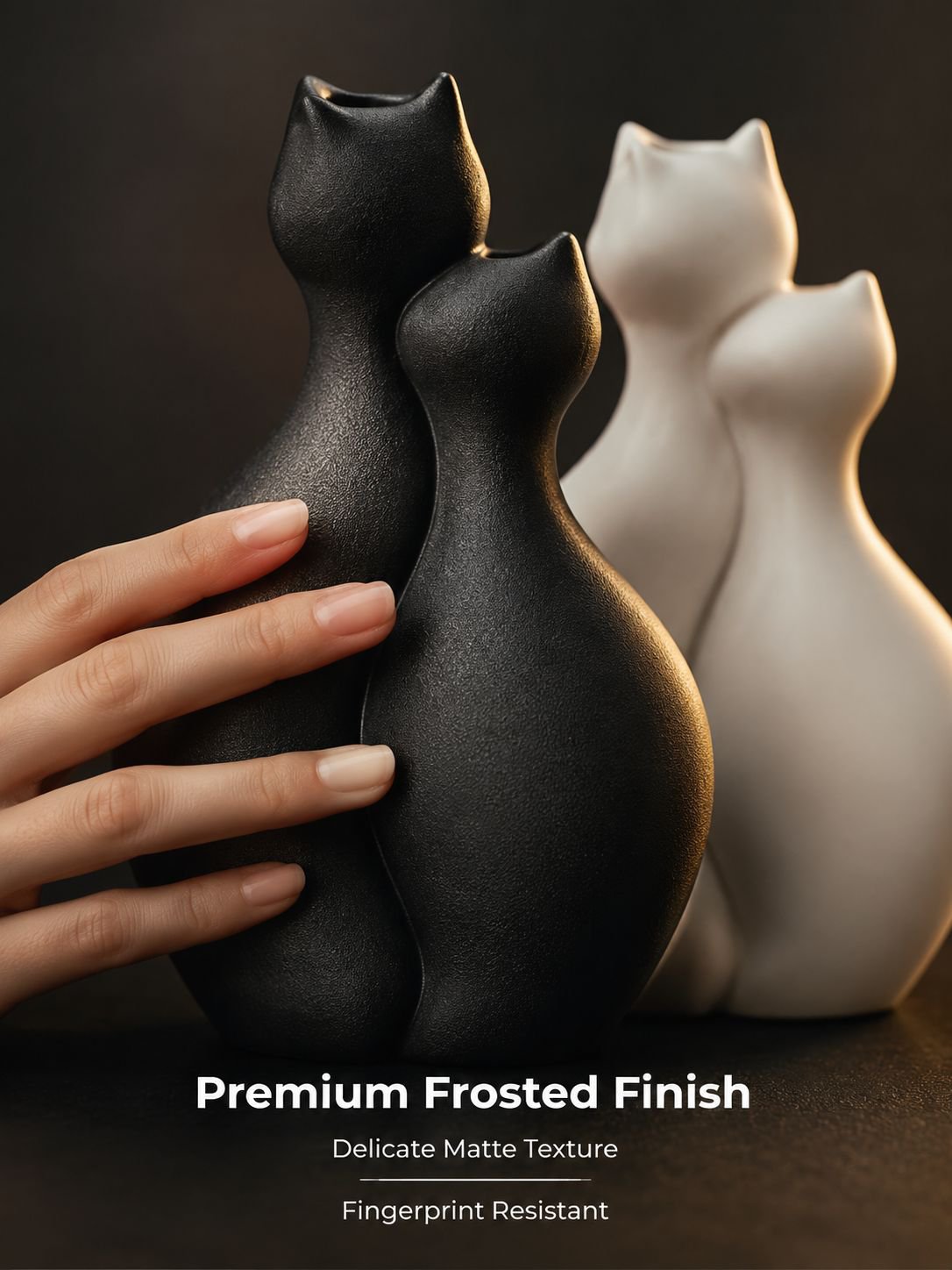 Cat Shaped Desktop Vase Ornament, Two Colors Available