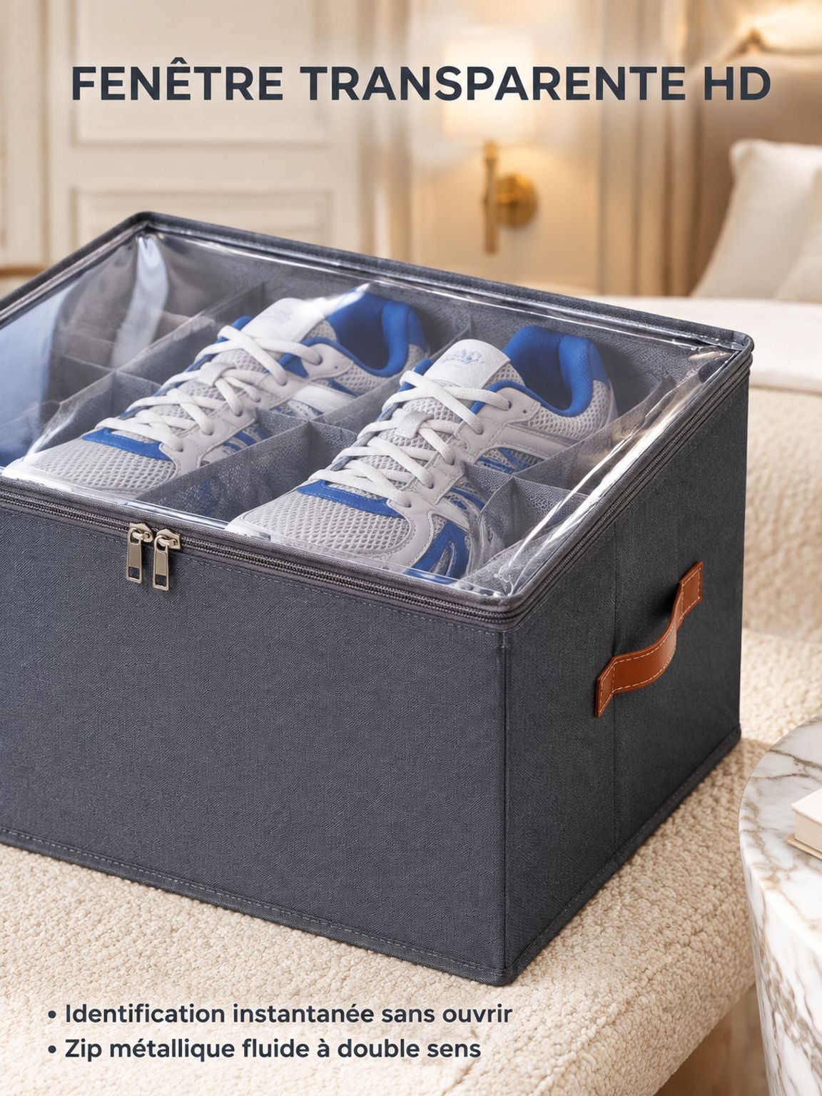 Boîte de rangement compartimentée pour chaussures