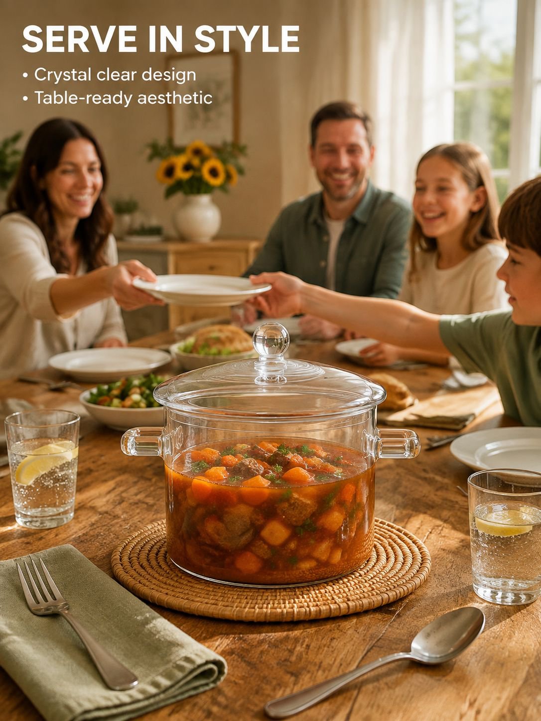 Family soup pot with lid