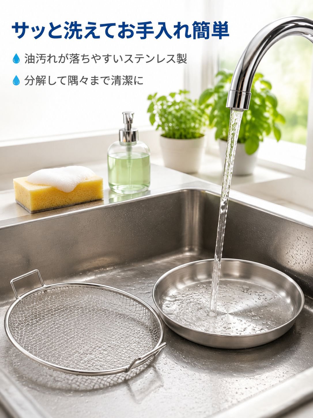 キッチン用ステンレス両手オイルドレイナー