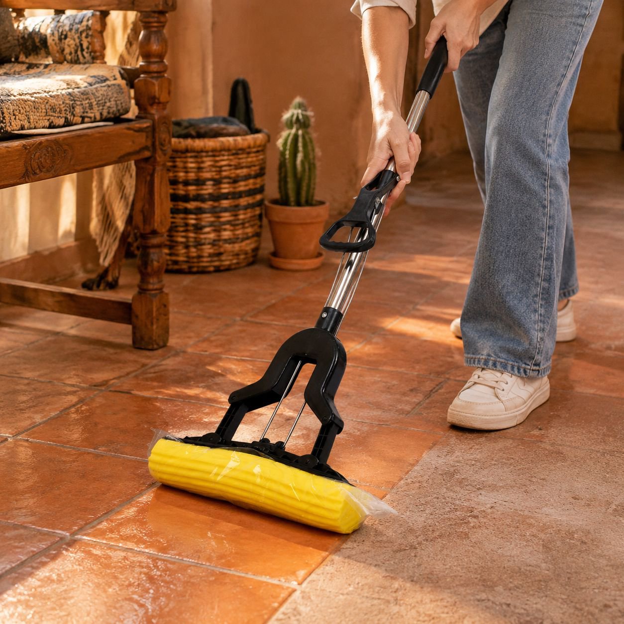 Mopa esponja plegable con mango extensible de acero inoxidable