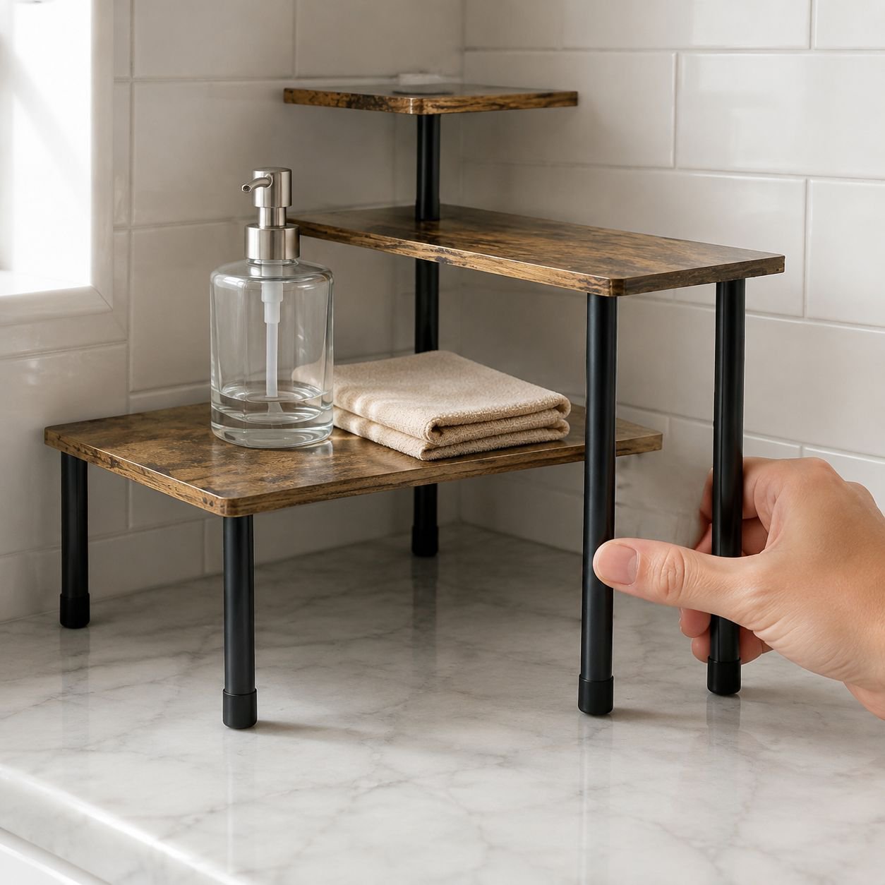 Modern kitchen and bathroom corner rack design
