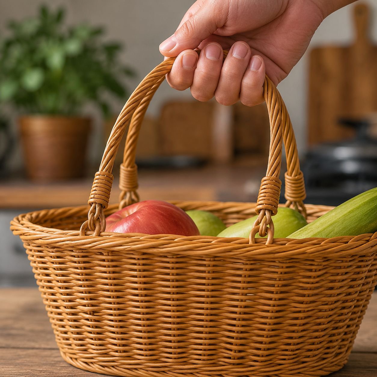 Panier de marché élégant et artisanal