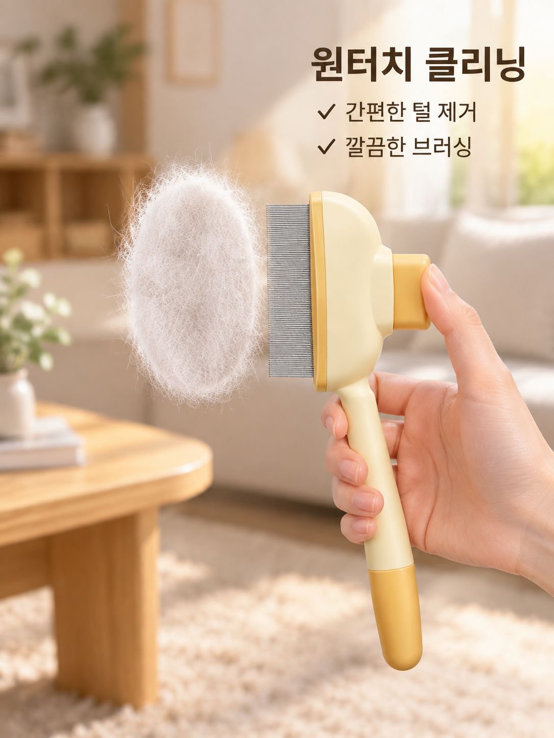반려동물 용품 강아지 고양이 원터치 털제거 빗
