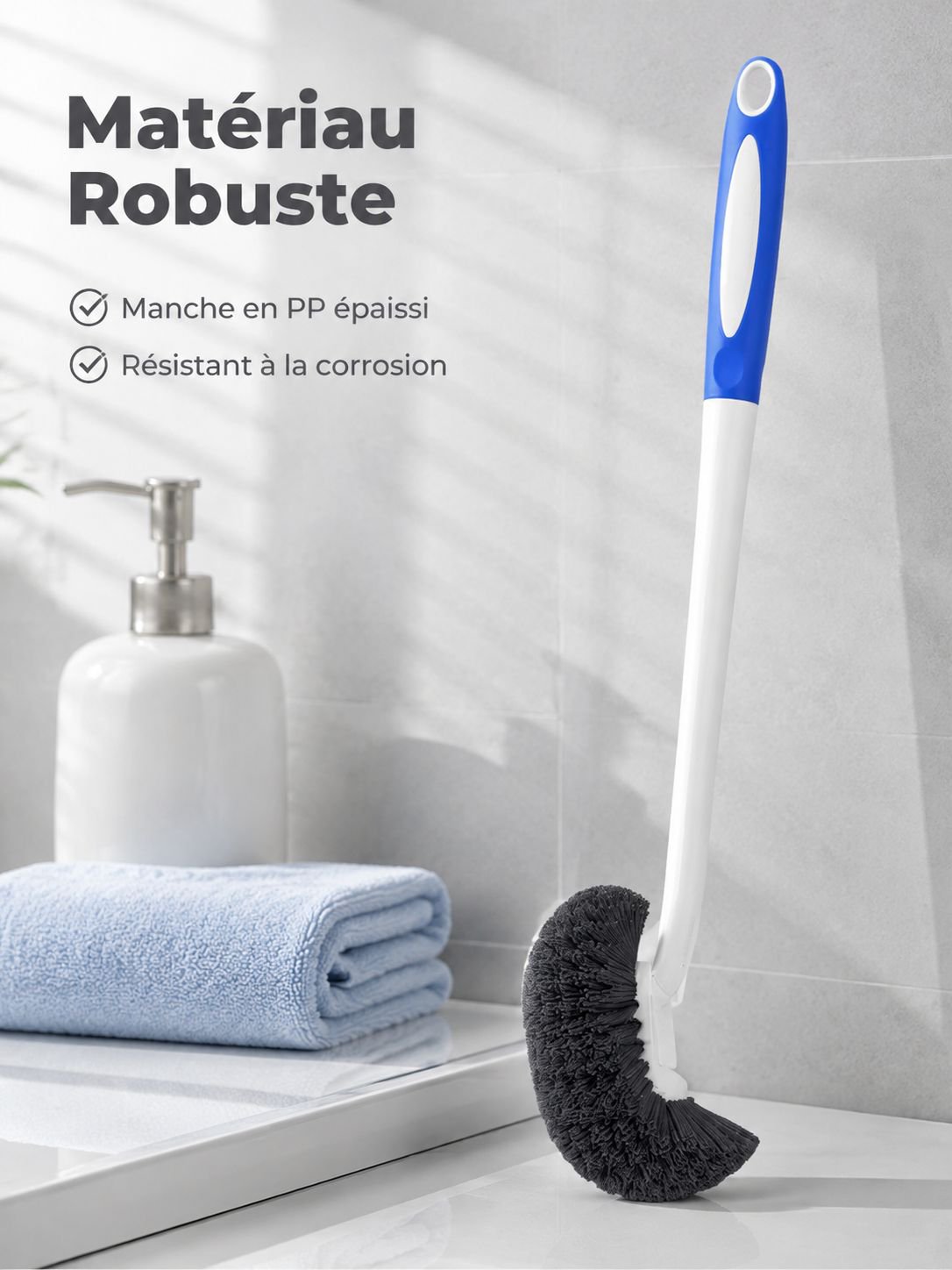 Solution de nettoyage efficace avec la brosse de toilette à long manche de haute qualité