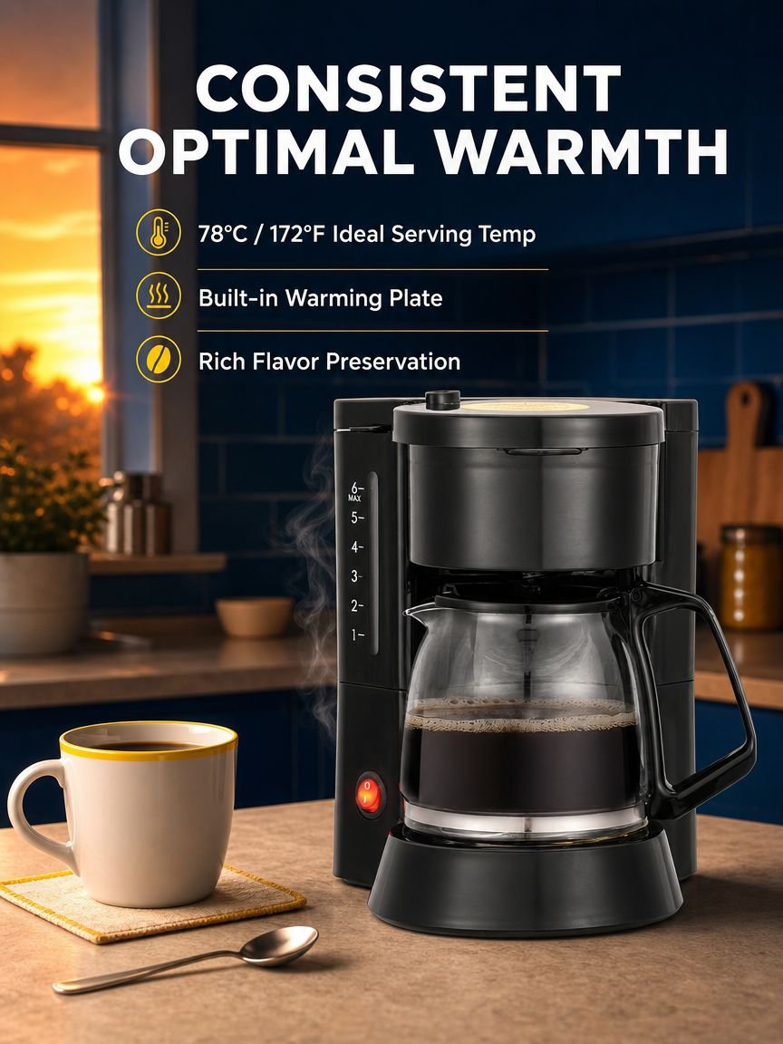 Side view showcasing coffee pot and drip system