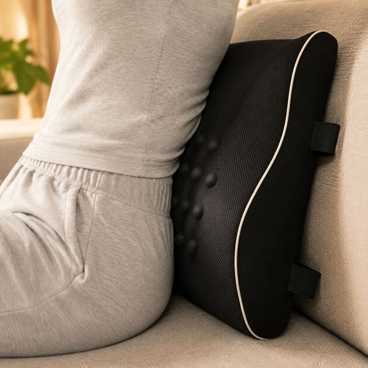 Ergonomisches Memory-Foam-Lendenkissen, großes Lendenwirbelkissen für Auto und Büro
