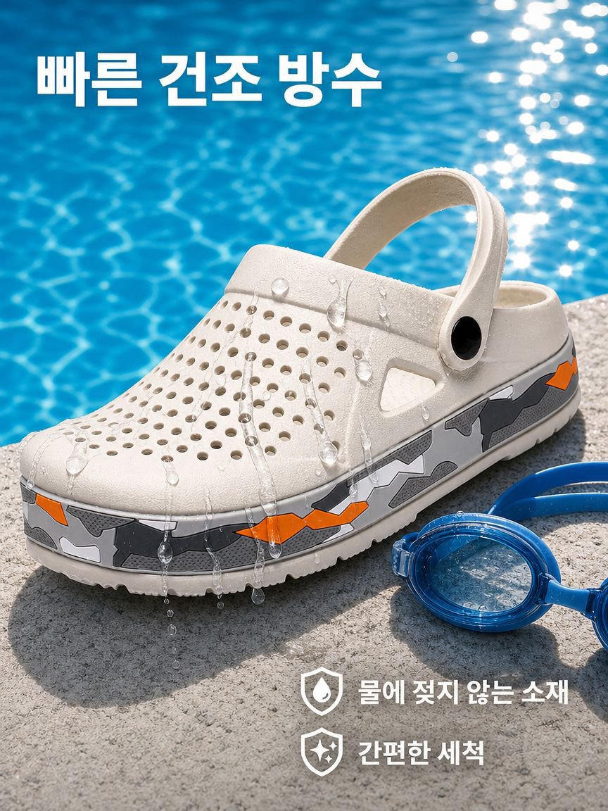 남성 빅사이즈 캠플라주 해변 슬리퍼 트렌디한 여름 쿨한 실내외 슈즈