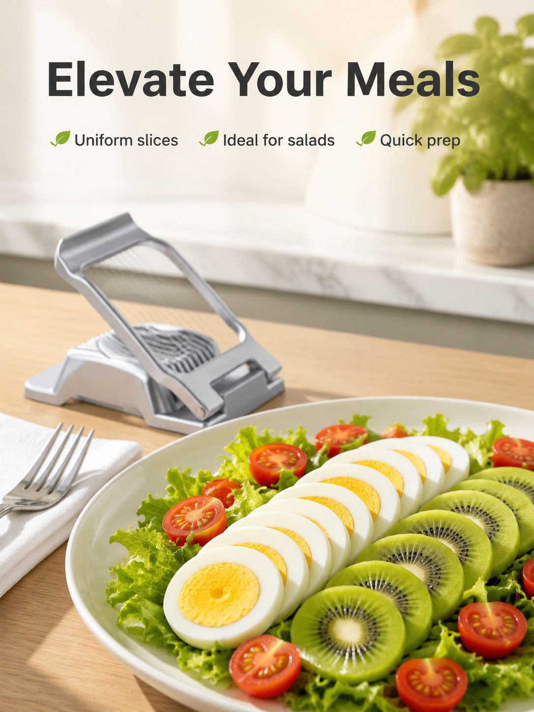 Kitchen Multi-purpose Egg Slicer, Aluminum Alloy Egg Divider, Kiwi & Century Egg Slicer