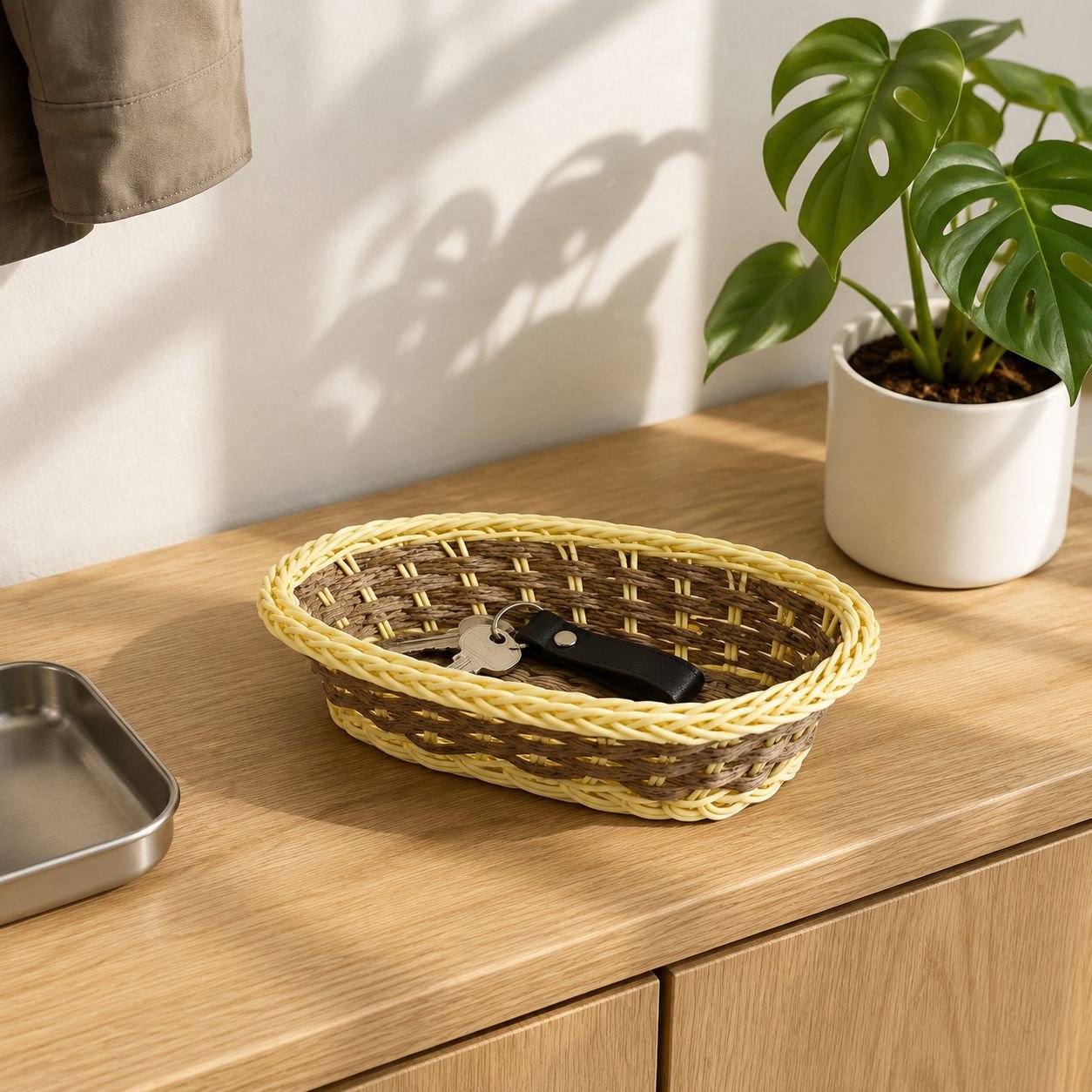 Kunst-Rattan Aufbewahrungskorb für Fernbedienungen und Kleinteile