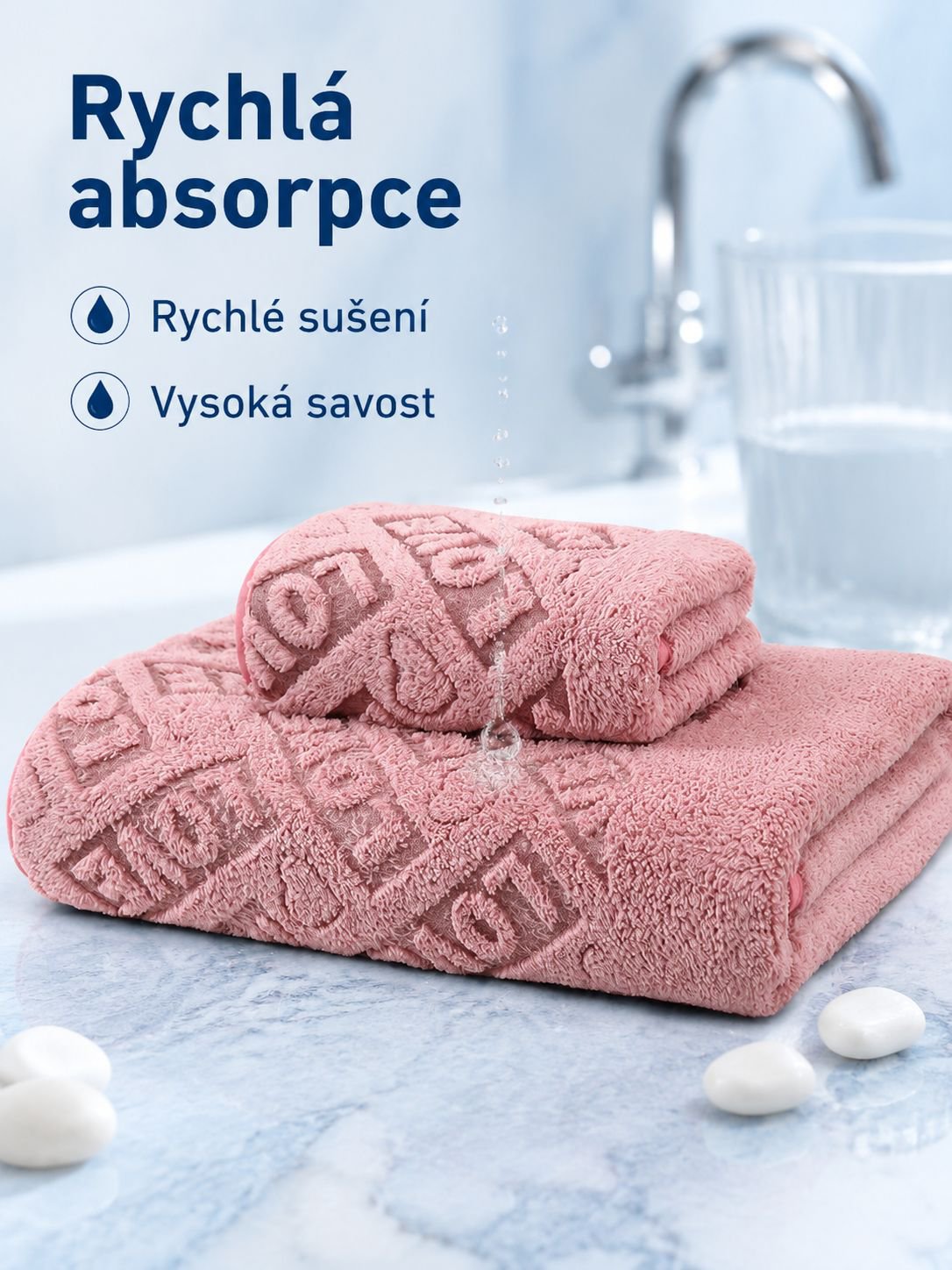 Domácí savý ručník na mokré vlasy s potiskem korálového fleecu