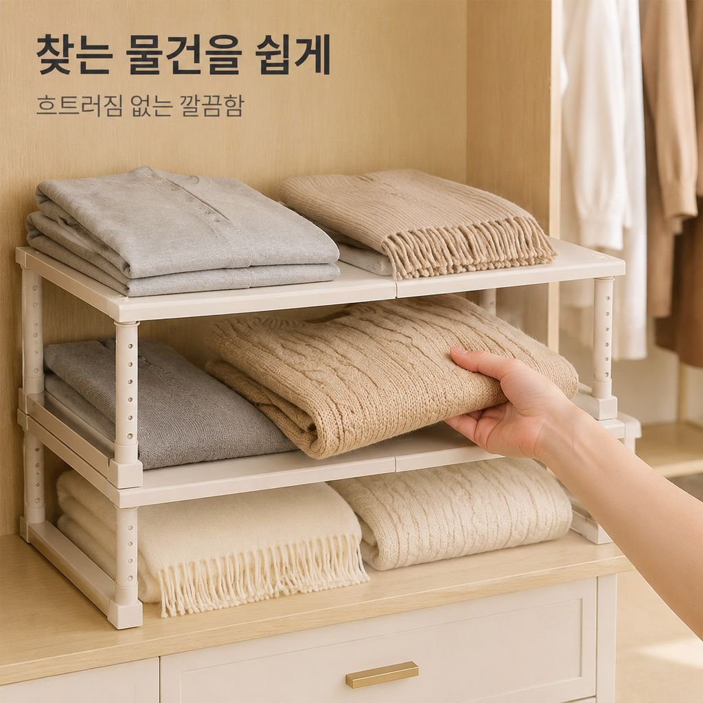 옷장용 다단 선반 확장형 수납장