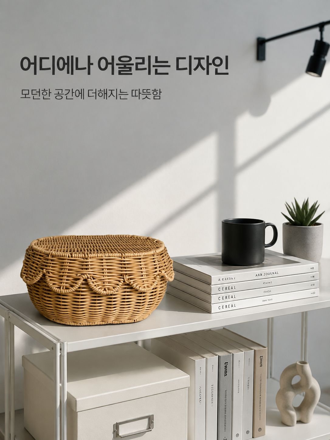 화장품과 액세서리 보관에 적합한 라탄 수납함