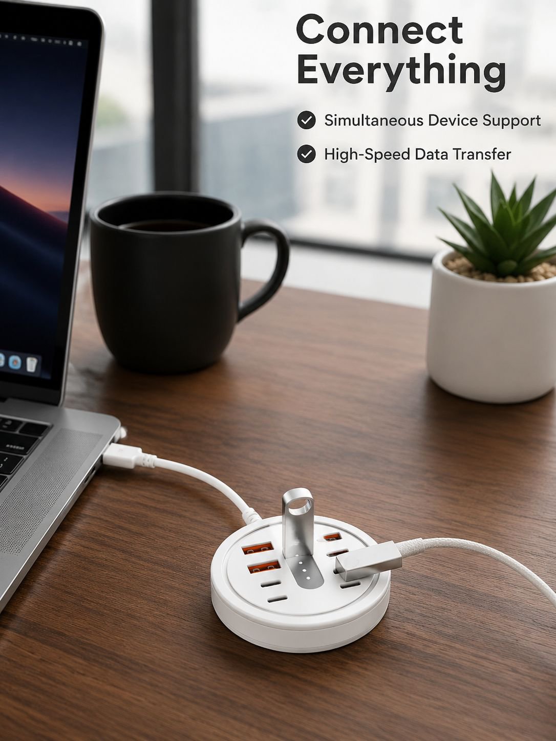 Circular 8-in-1 Portable Multi-Port Dock with USB + Type-C Fast Charging Phone Adapter Power Strip