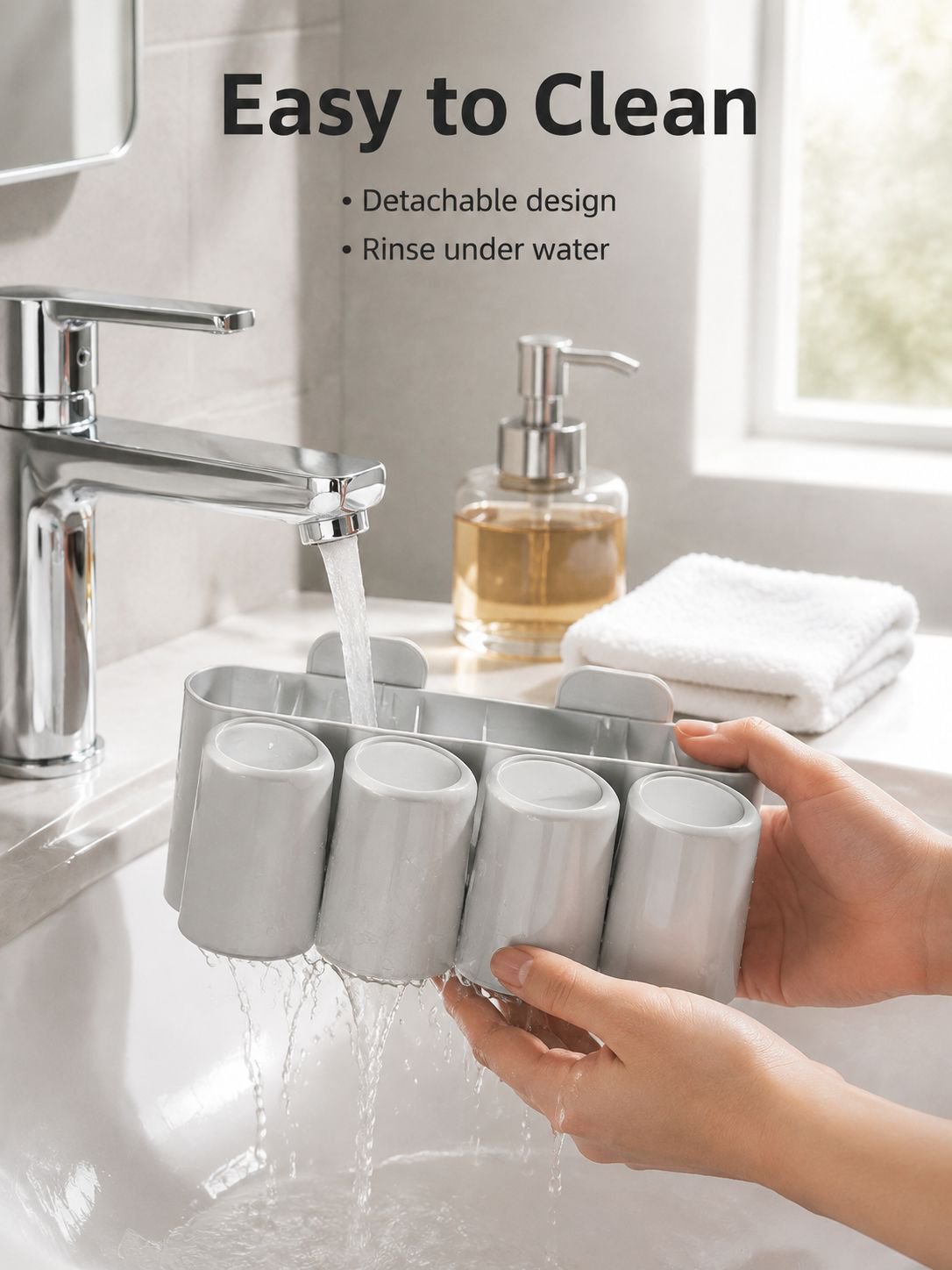 Demonstration of damage-free removal leaving no sticky residue on wall tiles