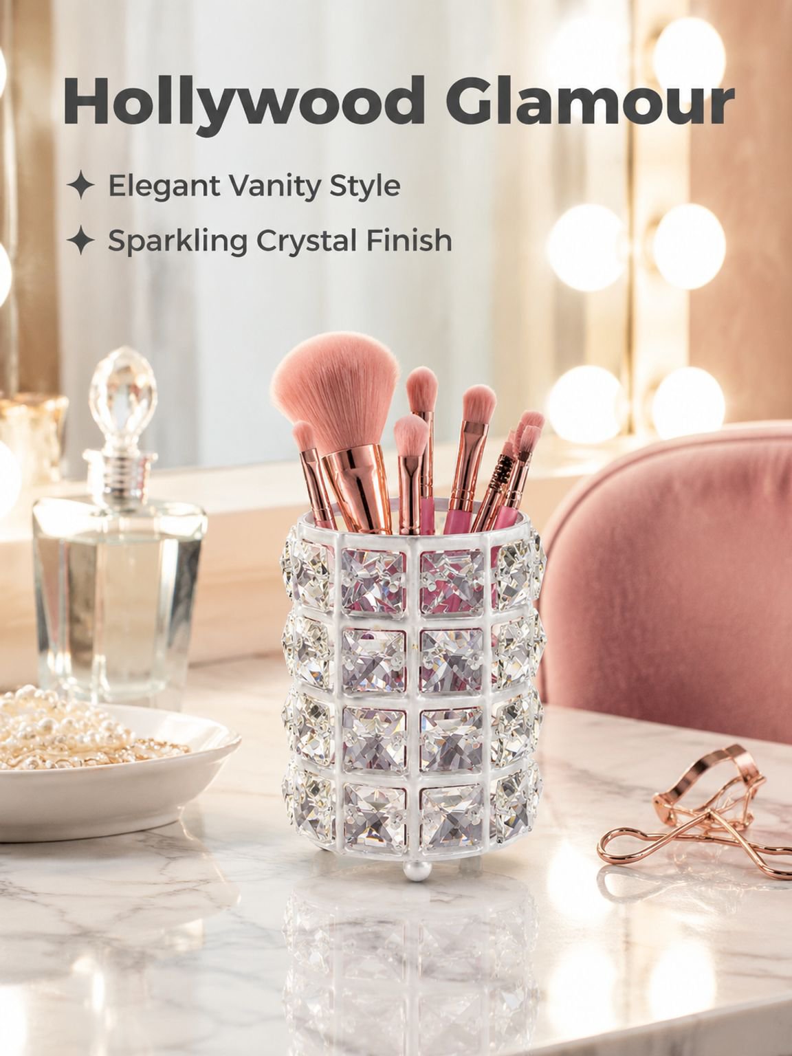 Crystal Pen Holder Makeup Brush Storage Box