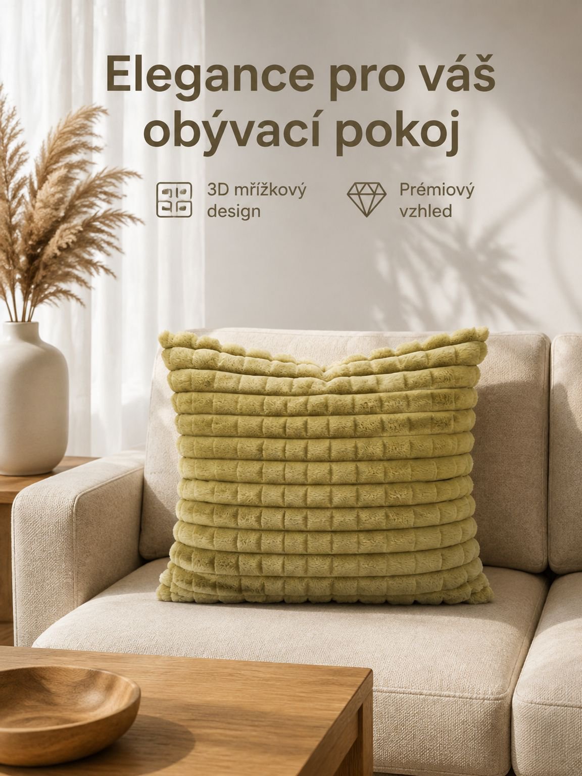 Jednobarevný čtvercový polštář na pohovku