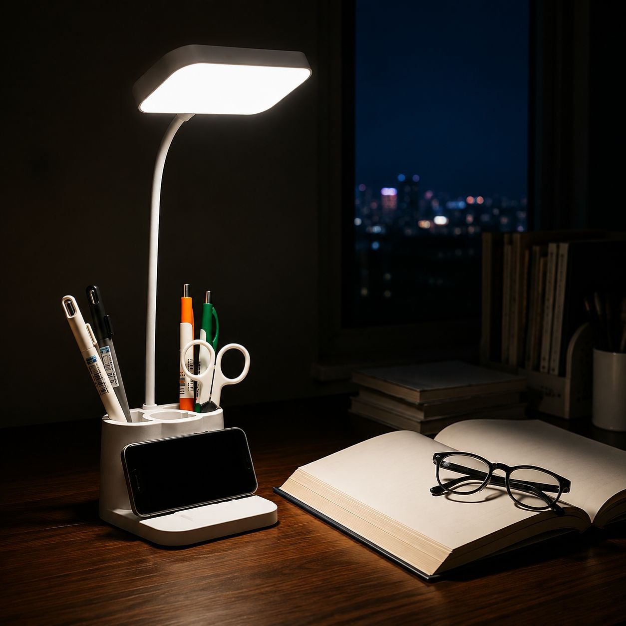 Eye-caring dormitory desk lamp for reading and studying